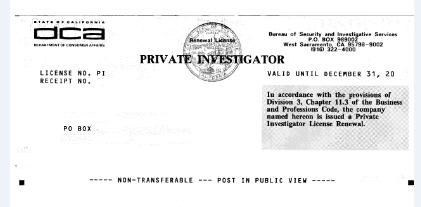 California Private Investigator license test study questions